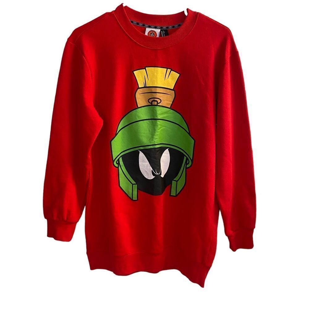 Looney Tunes Marvin the Martian Red Long‎ Sleeve Sweatshirt Sz S